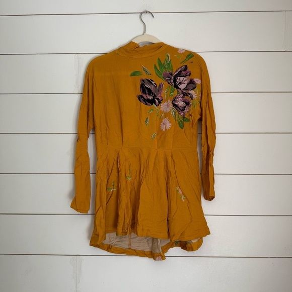 FREE PEOPLE gemma mustard yellow long sleeve tunic mini dress - Picture 3 of 11
